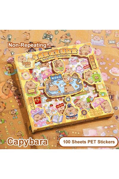 choice2 Capybara 100 Sheets Trendy Capybara Animal Stickers Waterproof Non-Re...
