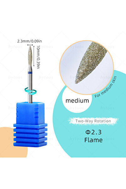 Choice4 Medium 2.3mm(10) HYTOOS Flame Diamond Nail Drill Bits Professional Cu...