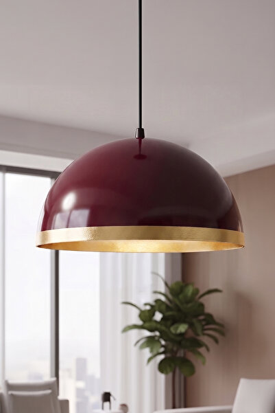 Marrien Luna Modern Tekli Bordo Metal Golden Sarkıt (30 cm) Salon, Mutfak & C...