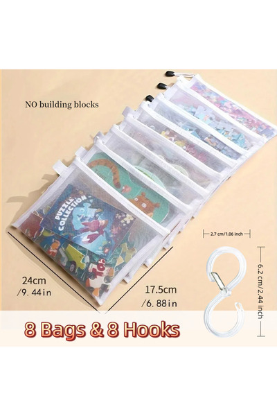 Choice6 M-8pcs 8 Hooks 8pcs Zipper Mesh Bags, 3 Sizes, Zipper Mesh Bags, Wate...