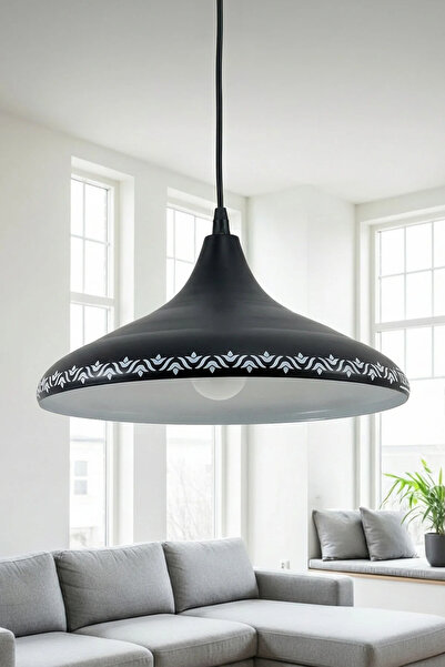 Marrien Nova Tulip Modern Tekli Siyah Metal Sarkıt (35 cm) Salon, Mutfak & Ca...