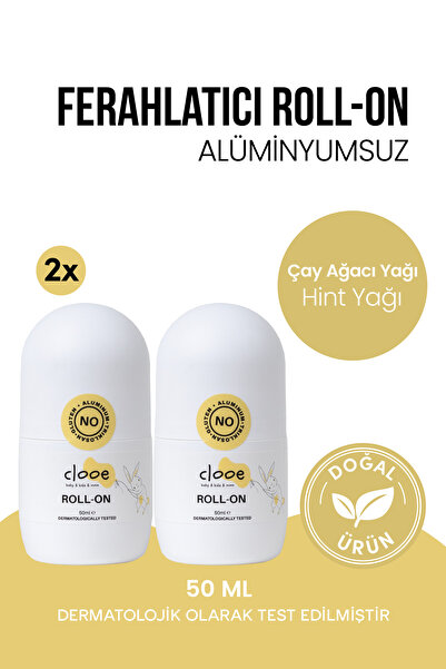 clooe Alüminyum İçermeyen Doğal Roll-On Çay Ağacı Yağlı Günlük Bakım 50ml x2