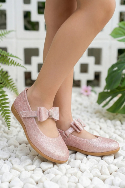 Limbeo Girls' Ballerina Flats with Ribbons, Flexible Sole, Easy to Wear, Ston...