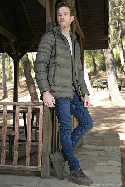 Buratti Water Repellent Slim Fit Cold and Wind Resistant Hooded Puffer Coat M...
