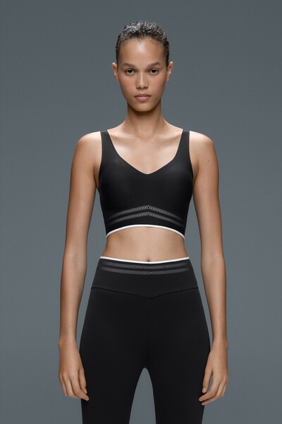 Oysho Perfect-adapt piping detaylı orta destekli spor sütyeni