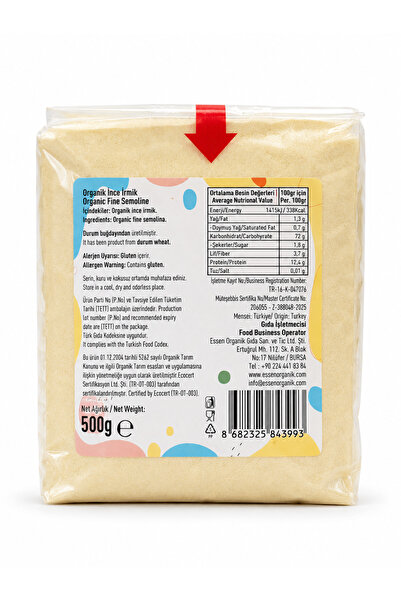 Essen Organik Organik Ince Irmik 500 gr