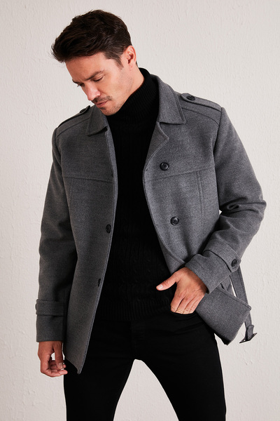 Buratti Slim Fit Cepli Pamuklu Kaşe Kaban Erkek KABAN 5841015