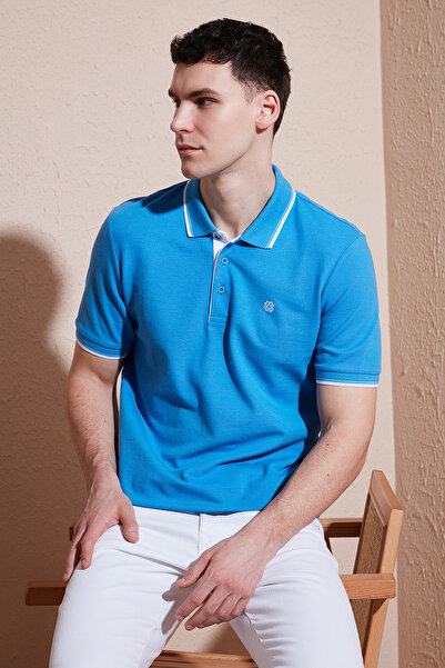 Buratti 100% Cotton Buttoned Regular Fit Polo Collar T-Shirt Men's POLO COLLA...