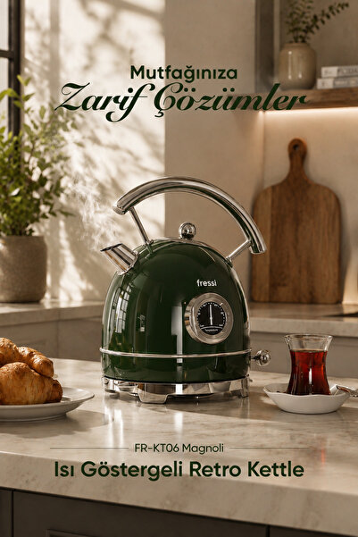 Fressi Isı Göstergeli Retro Kettle Su Isıtıcısı 1,8 Litre Fr-kt06 Magnoli