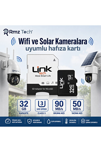 RMZTECH 32 Gb Memory Card U3 for Wifi and Solar Cameras