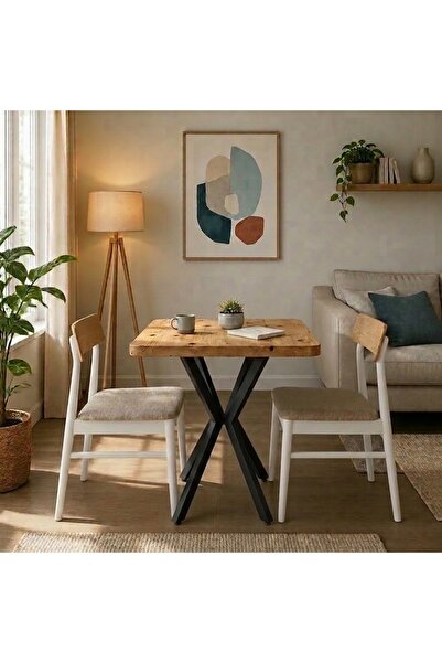 HOLLKA MUTFAK CAFE BALKON BAHÇE RESTORAN YEMEK MASASI 70X70 METAL BEYAZ AYAK ...