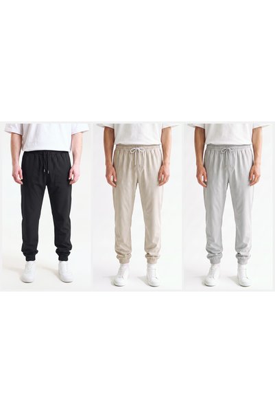 VESTRO Men's 3-Piece Parachute Fabric Trousers with Elasticated Legs and Zipp...