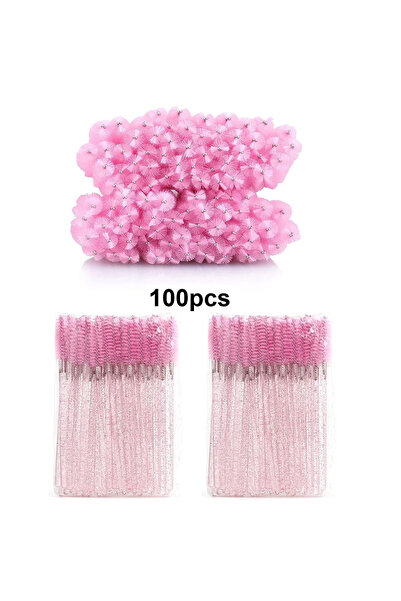Choice4 Crystal pink 100pcs Disposable Eyelash Brushes Spoolies Micro Lash Ma...