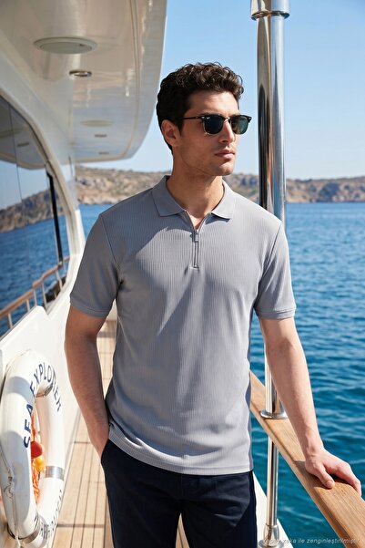 Buratti Pamuklu Regular Fit Fermuarlı Polo Yaka T Shirt Erkek POLO YAKA T SHİ...