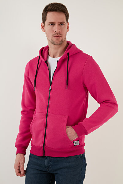 Buratti Regular Fit Hooded Zippered Soft Fleece Lined Winter Sweat Men's Swea...