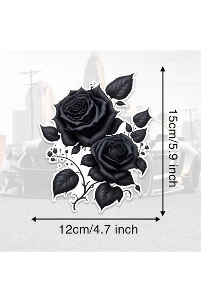 Choice 12x15cm DS10-12x15cm-PVC Professional Black Rose Car Sticker - Glamoro...