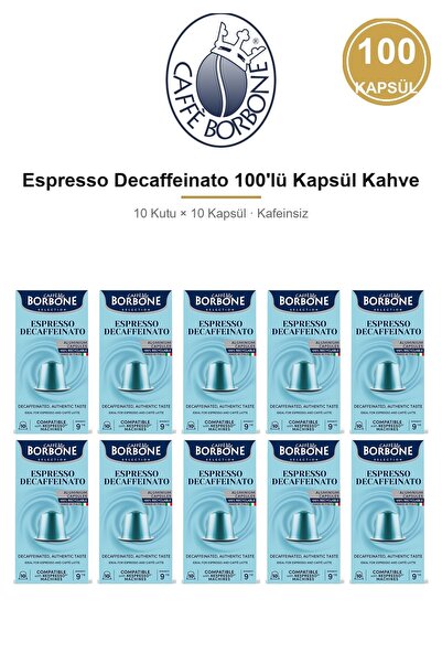 Caffe Borbone Caffè Borbone Decaf 100 Kapsül 10x10 Nespresso Uyumlu Alüminyum...