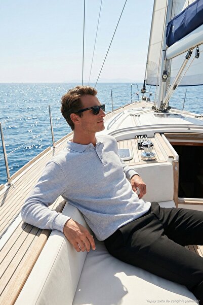 Buratti Cotton Blend Regular Fit Polo Collar Sweater Men's Polo Collar Sweate...