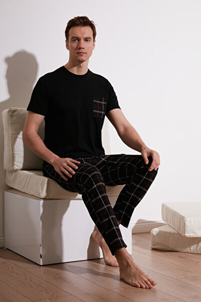 Buratti Plaid Regular Fit Short Sleeve Pajama Set Men's Pajama Set6572002