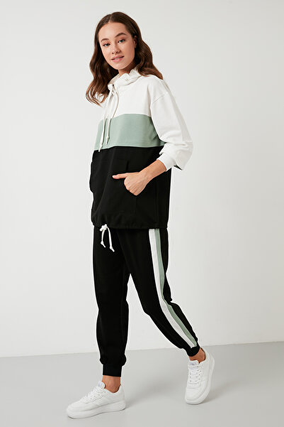 Lela Set sport cu glugă cu glugă, cu blocuri de culoare - 5863835