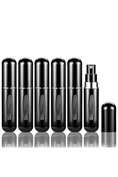 Choice Metal Black 6 Portable Spray Bottles Travel Size 5ml Self-Priming Bott...
