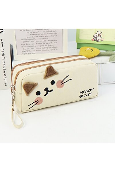 Choice1 white Black and White Cat Cute Pencil Bag Portable Stationery Bag wit...