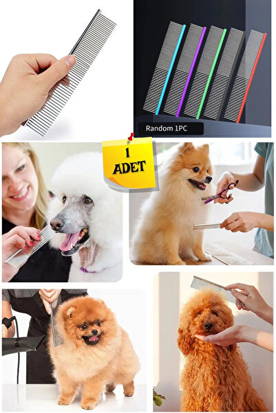 Hombak Gri Parlak Metal Köpek Tarağı Renkli Pet Köpek Pire Tımar Tarağı Köpek...