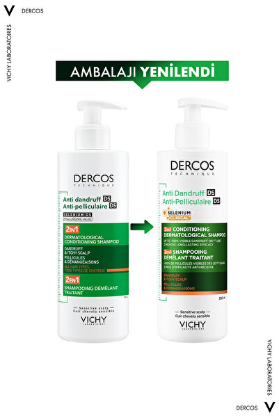 Vichy Dercos Hyalüronik Asit İçeren Kepek Karşıtı & Nemlendirici 2'si 1 Arada Şampuan 390 ml