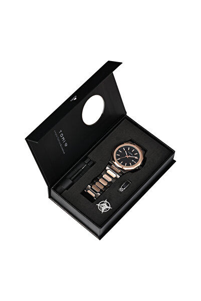 Choice Black Rose Gold TOMI Luxury Business Men's Watch Gift Box Set High Qua...