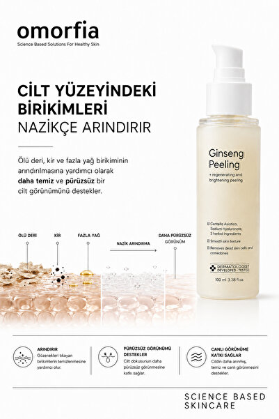 OMORFİA Kırmızı Kore Ginseng Özlü Anında Ölü Derilerden Arındıran, Yenileyici Aydınlatıcı Peeling 100 ml