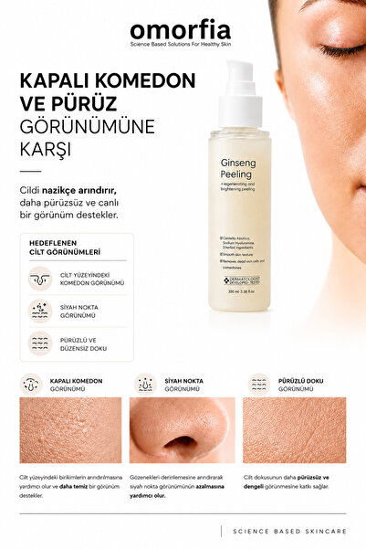 OMORFİA Kırmızı Kore Ginseng Özlü Anında Ölü Derilerden Arındıran, Yenileyici Aydınlatıcı Peeling 100 ml