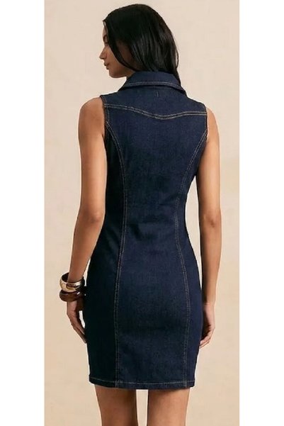 Generic Brand Women's Summer Casual Denim Dress, Front Zipper