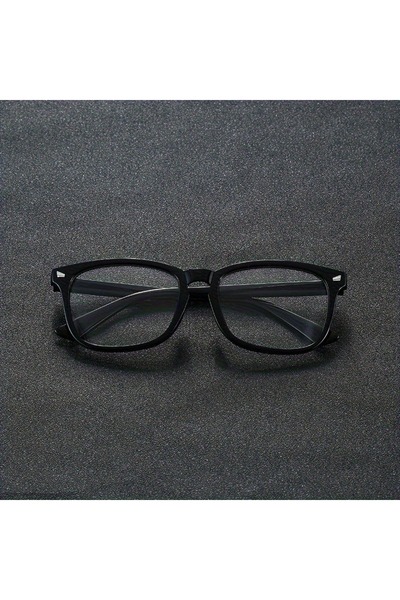 choice2 BLACK 1pc Square Rivet Fashion Anti Blue Light Glasses for Daily Comm...