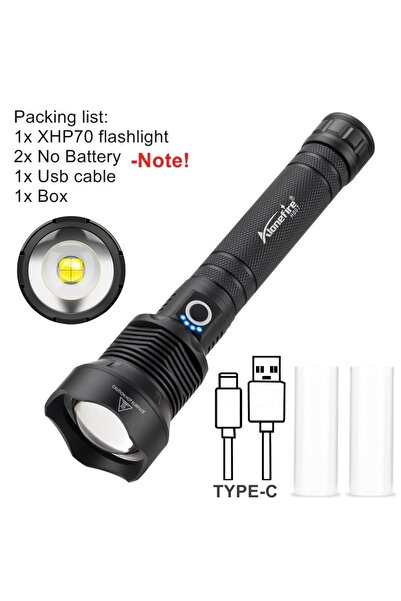 Choice black No-Battery 4000Lumen Zoom XHP70 LED High Power Flashlight USB Re...