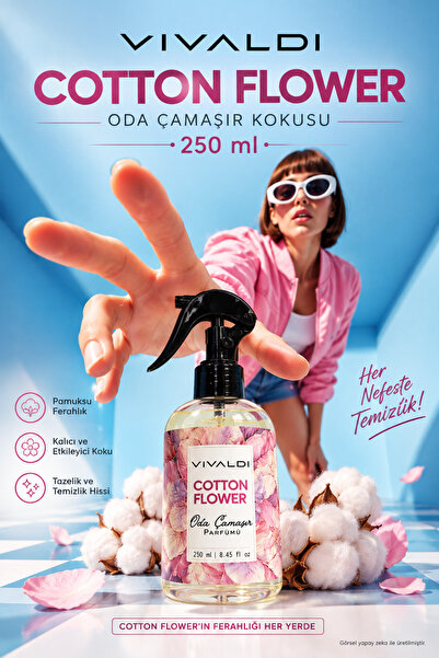 Vivaldi Home Cotton Flower Oda ve Çamaşır Spreyi 250 ml – Kalıcı Ferah Koku |...