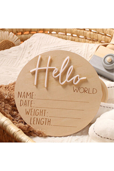 Choice Other 15cm WHITE Ylsteed Hello World Newborn Sign Wooden Baby Announce...
