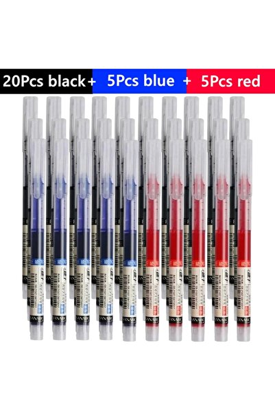 Choice12 20black 5blue 5red 3-100 Pcs Straight Liquid Ball Pen Signature Gel ...