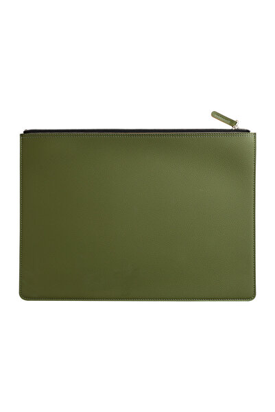 Choice1 Haze Green A4 Leather Zipper Bag in Multiple Colors Business Briefcas...