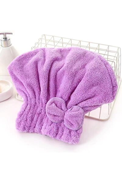 choice2 Purple 1Pc Microfiber Hair Drying Towels Head Wrap with Bow-Knot Show...