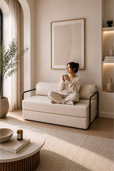 Huga Mobilya Sofa 70x140 Kanepe Çocuk Yatağı Fitilli Kadife Yıkanır - Silinir