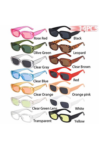 Choice 14PCS-(EveryColor) 14PCS Small Rectangle Pattern Sunglasses For Women ...