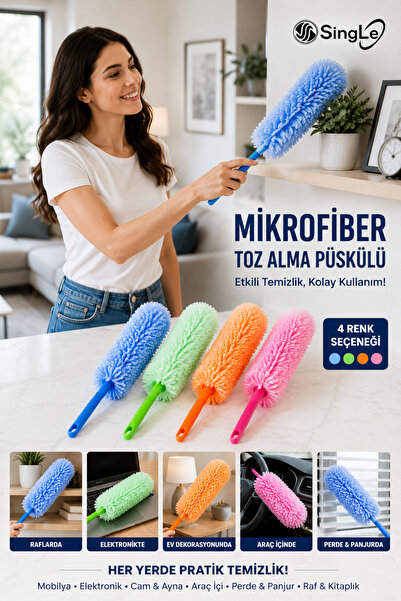 MOLTO Single Mikrofiber Manyetik Anti-statik Bükülebilen Toz Alma Püskülü (1 ...
