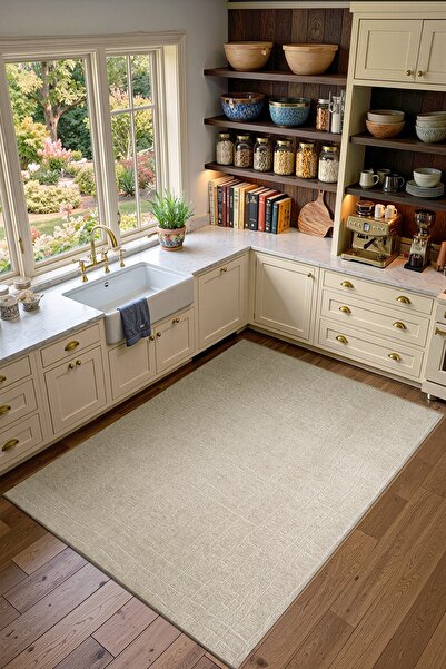 Cotto Home Seria SRA01B Bej Dekoratif Şönil Kilim İskandinav Desen Yıkanabili...