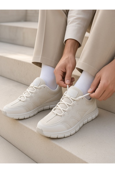McDark Men's Non-Yellowing Sole Imported Suede Sneaker Shoes-Beige