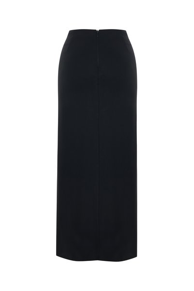 MİSSARWEN Black Draped High Waist Women's Pareo Skirt – Noire