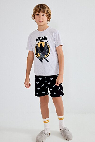 DeFacto Batman Licensed Regular Fit 2-Piece Pajama Set Gray Melange Set for B...