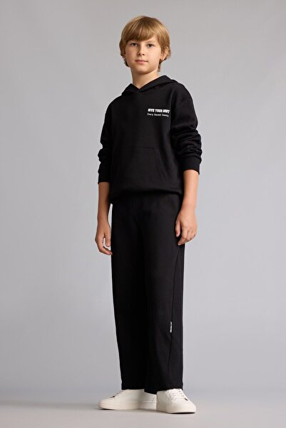 DeFacto Printed Hooded Kangaroo Pocket Top Wide Leg Bottom 2-Piece Set Boys I...