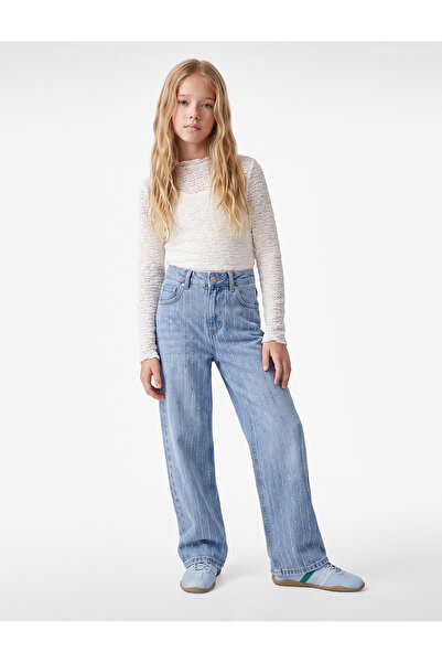 Koton Pantaloni din denim cu talie înaltă și buzunare din bumbac