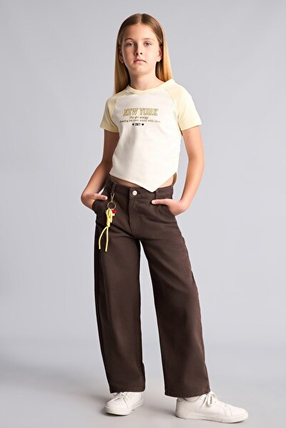 DeFacto Baggy Fit Straight Leg Gabardine Trousers for Girls I1699A826Au