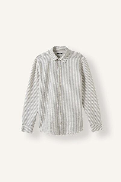 DeFacto Modern Fit Polo Collar Cotton Striped Long Sleeve Shirt I1835Ax26Au